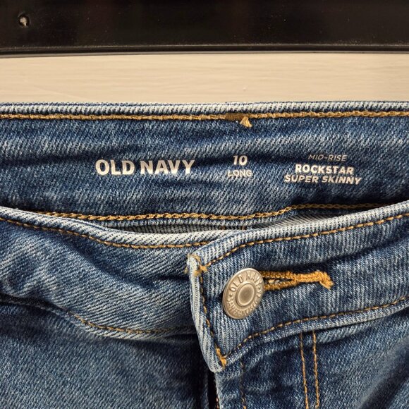 Old Navy Mid-rise Rockstar Skinny Jeans - distressed - 10 Long - Picture 4 of 5